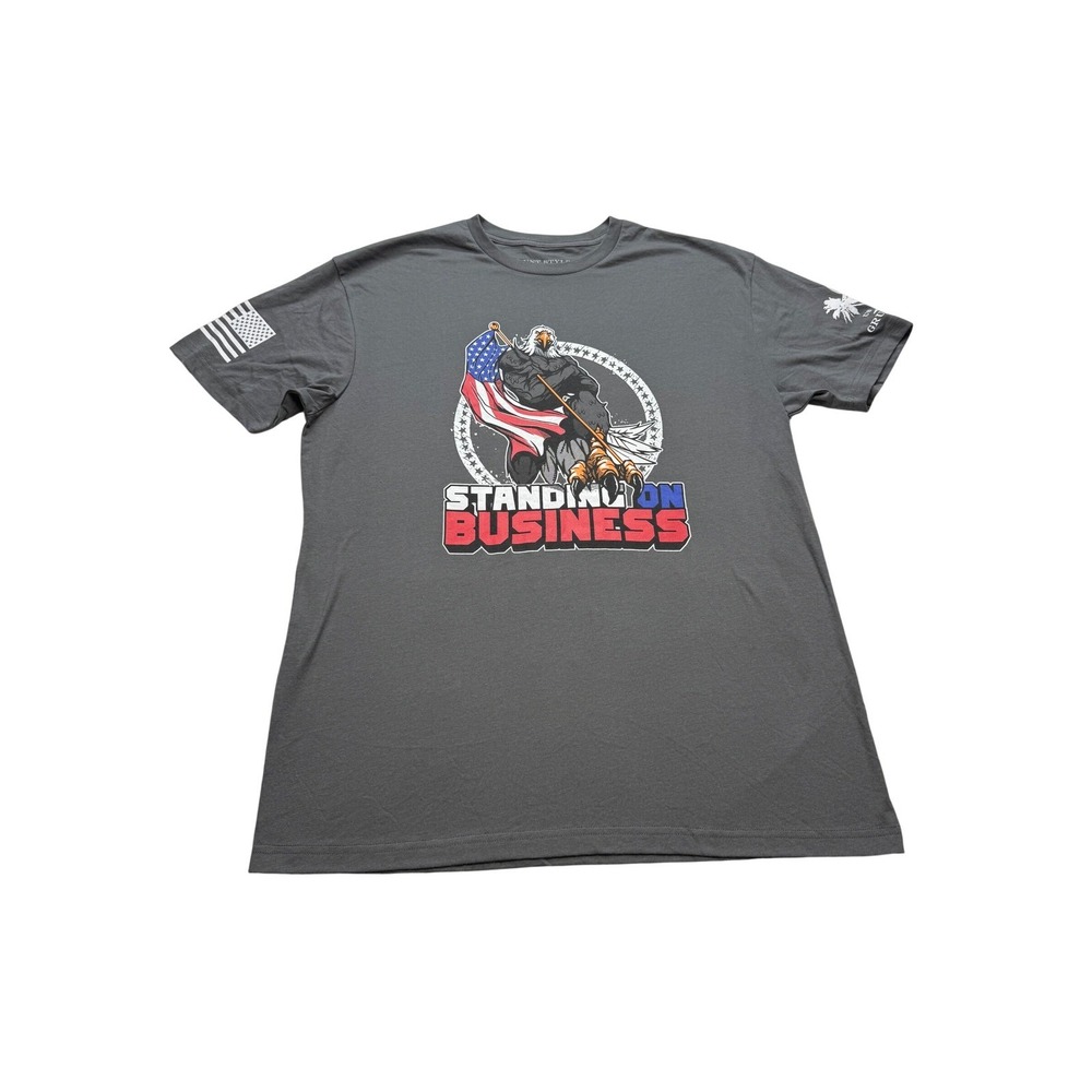 Grunt Style Standing On Business Eagle American Flag Graphic Tee Gray Mens XL